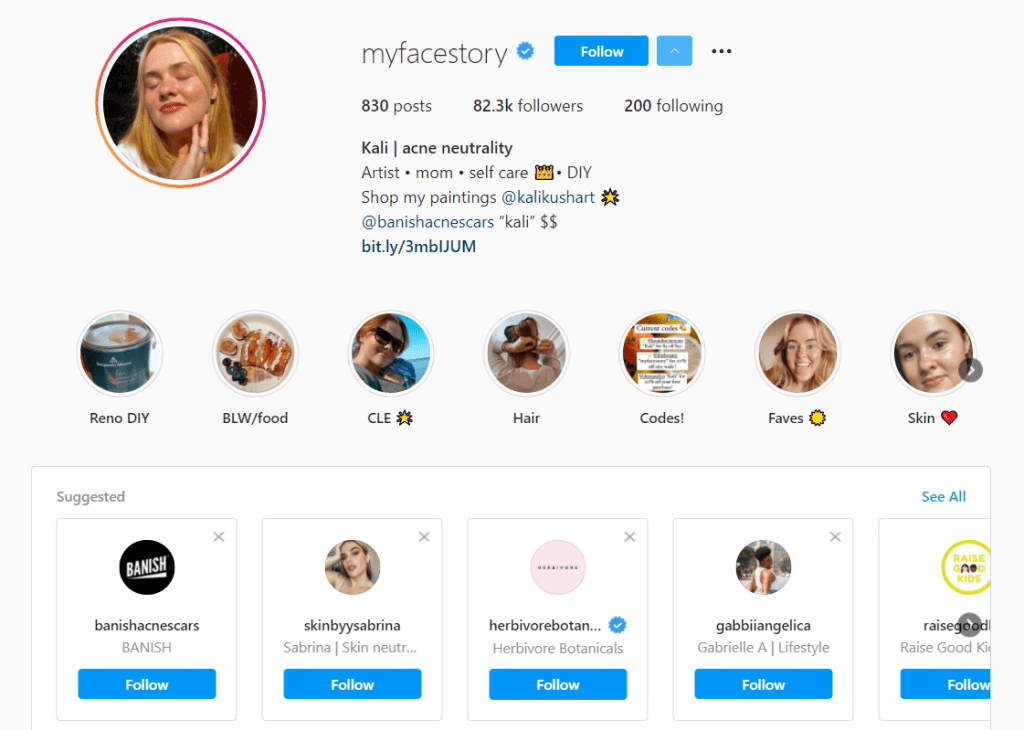 Find Instagram influencers: Suggested sections