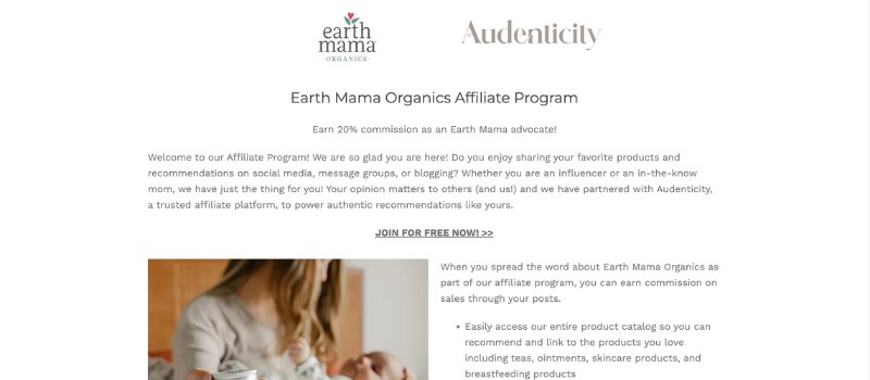 Earth Mama Organics is top 4 Affiliate Programs for Mom Bloggers