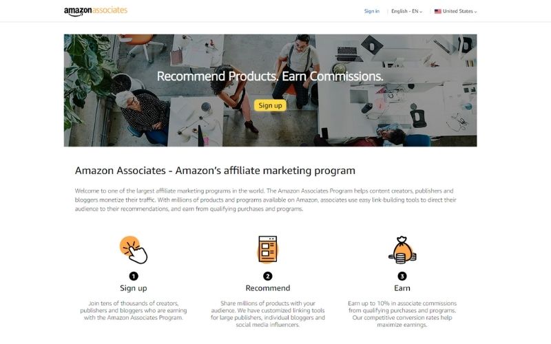 Amazon Associates is good Affiliate Programs for Content Creators