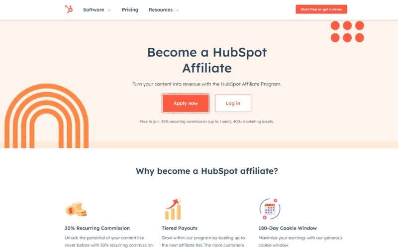 Hubspot is good Affiliate Programs for Content Creators