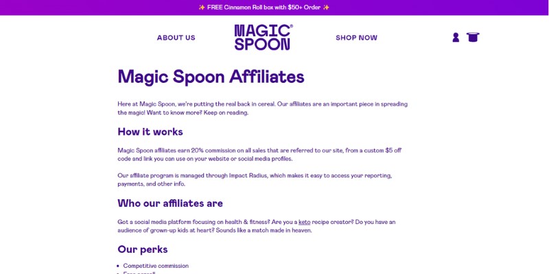 Magic spoon Affiliate programs