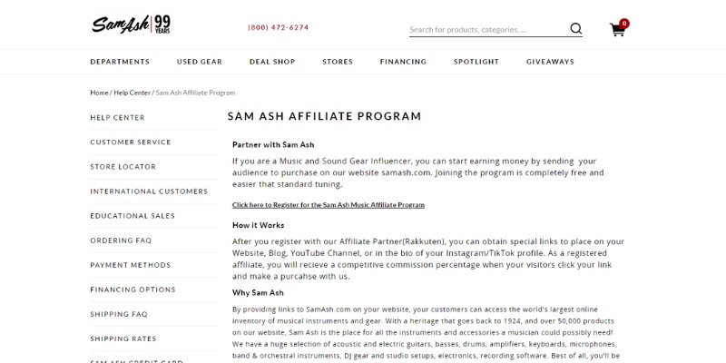 Sam Ash Affiliate Programs