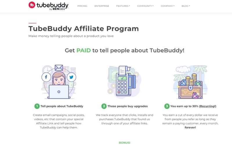Tubebuddy is good Affiliate Programs for Content Creators